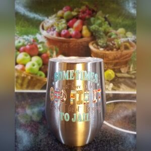 Sometimes I Just Have to Let God ... Wine Tumbler CC Customized NWOB